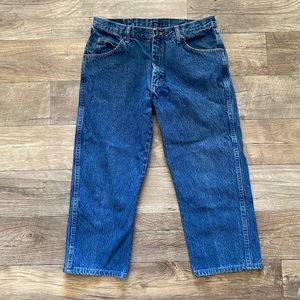 Medium wash Wrangler jeans, 34x23